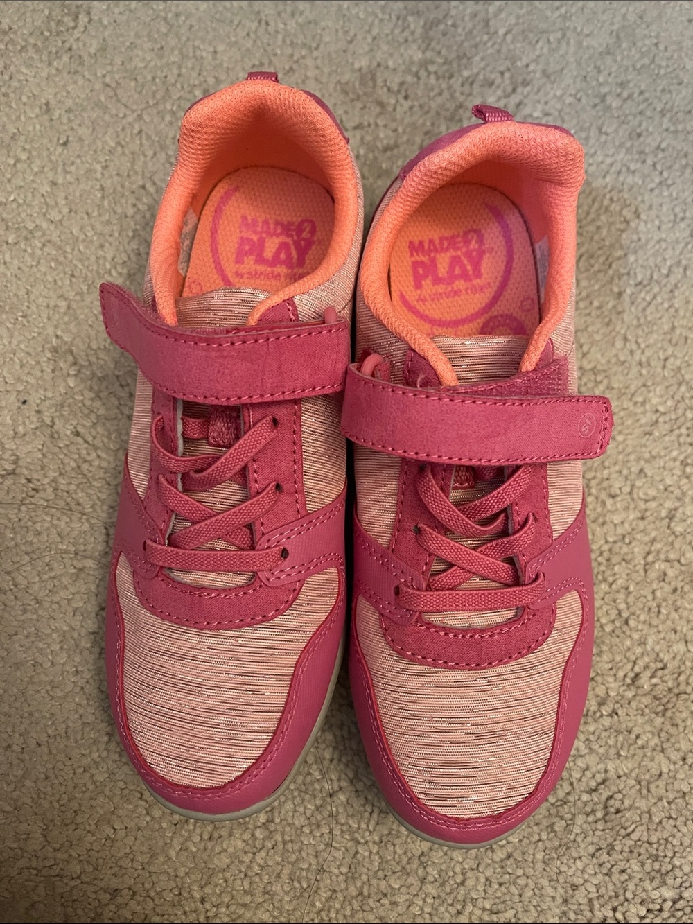 Stride Rite Girls' Pink and Peach Hook-and-Loop Sneakers